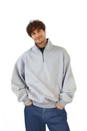 Bluzy męskie - TRENDYOL MAN BLUZA MĘSKA SZARA Z ZAMKIEM I STÓJKĄ NA DŁUGI RĘKAW L 5DA - miniaturka - grafika 1