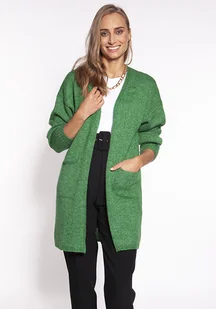 Swetrowy płaszczyk - PA013 zielony MKM - Swetry damskie - miniaturka - grafika 1