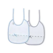 Śliniaki i fartuszki - Śliniak bawełniany 2 szt. z odobną lamówką biały niebieski szary prostokąt - miniaturka - grafika 1