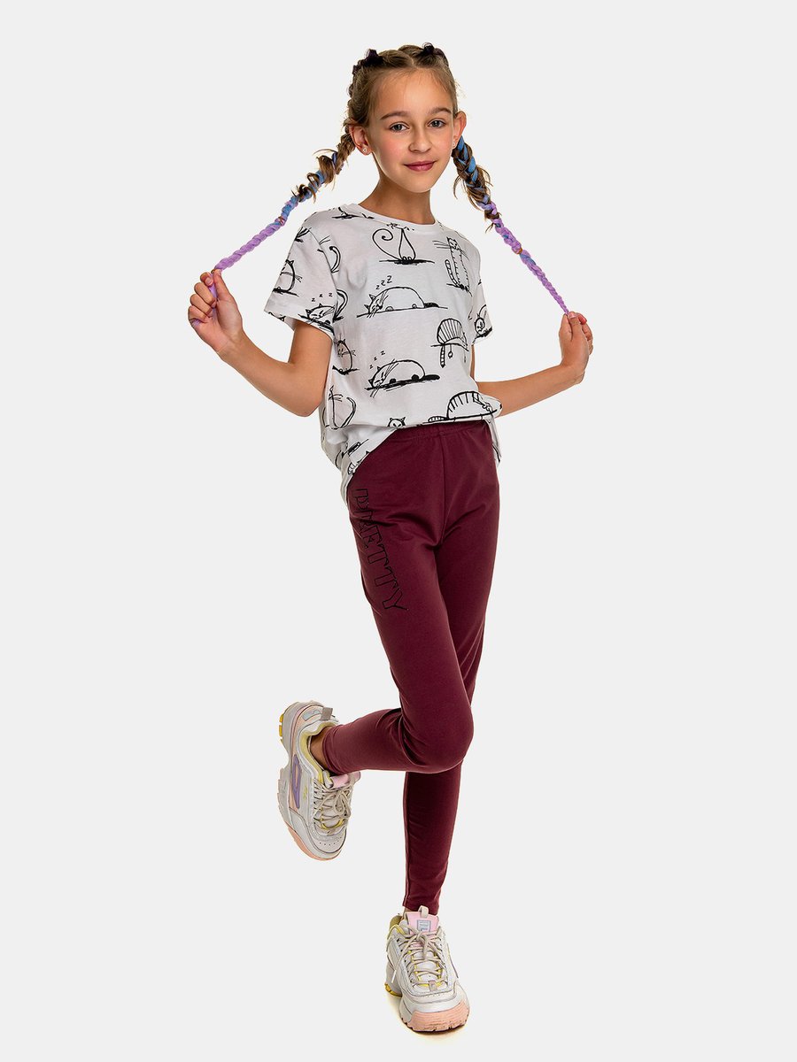 Bawełniane legginsy z nadrukiem 122 purpurowy