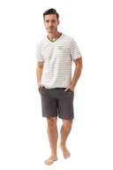Piżamy damskie - Piżama męska LUNA 802 szare paski grafitowa  M - miniaturka - grafika 1