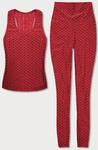SPORTOWY KOMPLET TOP I LEGGINSY CZERWONY (YW88037-5) - J.STYLE - Koszulki i topy damskie - miniaturka - grafika 1