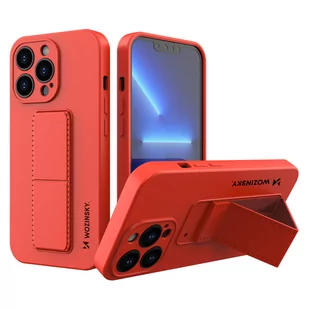 Wozinsky Kickstand Case elastyczne silikonowe etui z podstawką iPhone 13 Pro Max czerwony - Etui i futerały do telefonów - miniaturka - grafika 1