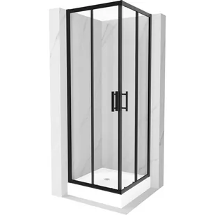 Mexen Rio kabina prysznicowa kwadratowa 70x70 cm, transparent, czarna + brodzik Rio, biały - Kabiny prysznicowe - miniaturka - grafika 1