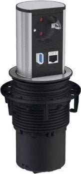 Bachmann Bachmann Elevator safety socket 1x, socket strip aluminium, 1x safety contact, 1x CAT6, 1x USB