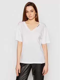 Koszulki i topy damskie - Karl Lagerfeld LAGERFELD T-Shirt Double V Neck 211W1701 Biały Regular Fit - grafika 1
