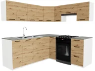 Meble kuchenne - Narożny komplet mebli kuchennych dąb artisan - Yumis - miniaturka - grafika 1