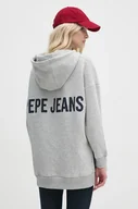 Bluzy damskie - Pepe Jeans bluza FERGIE damska kolor szary z kapturem z nadrukiem PL581455 - miniaturka - grafika 1