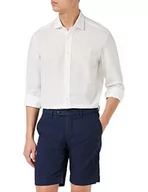 Koszule męskie - Hackett London Męska koszula z bawełny i lnu, biały, M - miniaturka - grafika 1