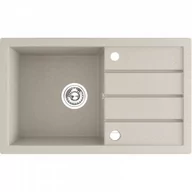 Zlewozmywaki - LAVEO SBP 411T TRZYNASTKA Zlewozmywak granitowy 1 komora z ociekaczem Wymiary: 480x790x170 mm Kolor: beż W zestawie z syfonem Space Saving i korkiem automatycznym - miniaturka - grafika 1