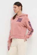 Bluzy damskie - The North Face bluza bawełniana damska kolor różowy z kapturem z nadrukiem - miniaturka - grafika 1