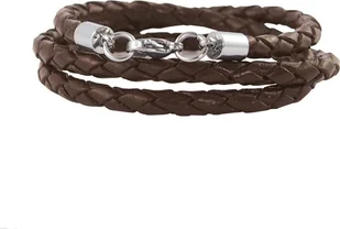 Skórzany naszyjnik męski 4 mm brązowy 17-100 cm długości z zapięciem karabińczykowym srebrny pleciony, długość: 25 centymetrów - Naszyjniki męskie - miniaturka - grafika 1