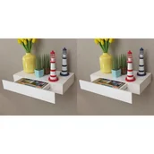 Półki do salonu - vidaXL vidaXL Półki wiszące z szufladami, 2 szt., białe, 48 cm - miniaturka - grafika 1