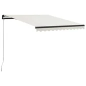 Markizy - VidaXL Ręcznie zwijana markiza, 300 x 250 cm, kremowa - miniaturka - grafika 1