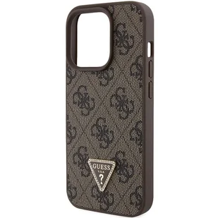 Guess GUHCP15LP4TDPW iPhone 15 Pro 6.1" brązowy/brown hardcase Leather 4G Triangle Strass - Etui i futerały do telefonów - miniaturka - grafika 5