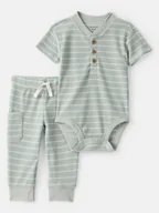 Body dla niemowląt - carter's 2-częściowy zestaw w kolorze zielono-kremowym - miniaturka - grafika 1