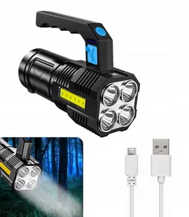 LATARKA AKUMULATOROWA LED SZPERACZ TAKTYCZNA WIELOFUNKCYJNA ŁADOWANIE USB - Latarki - miniaturka - grafika 1