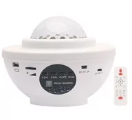 Projektory dla dzieci - Projektor gwiazd rzutnik lampka nocna głośnik bluetooth biała - miniaturka - grafika 1