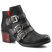 Botki damskie - Czarne Botki Damskie Carinii Stylowe Buty Jesienne - miniaturka - grafika 1