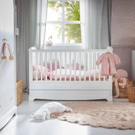 Łóżeczka i kojce - Łóżeczko dziecięce z szufladą 70x140 royal timeless white - miniaturka - grafika 1