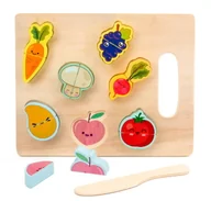 Zabawy w naśladowanie dorosłych - Zestaw Drewniany Do Krojenia Owoców I Warzyw Z Deską I Nożem 22X18 Cm - miniaturka - grafika 1