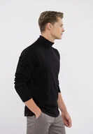 Koszulki męskie - Bawełniany longsleeve z golfem L-GOLDI - Volcano - miniaturka - grafika 1