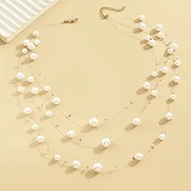 Inne - TEMU Modny Wielofunkcyjny Naszyjnik z Sztucznymi Perłami na 3 Warstwy do Strojów Imprezowych - miniaturka - grafika 1