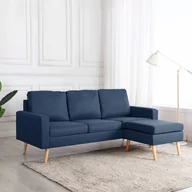 Narożniki - vidaXL 3-osobowa sofa z podnóżkiem, niebieska, tapicerowana tkaniną - miniaturka - grafika 1