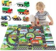 Zabawki zdalnie sterowane - ZESTAW SAMOCHODÓW + MATA DLA DZIECI DO ZABAWY MINI AUTA I CIĘŻARÓWKI - miniaturka - grafika 1