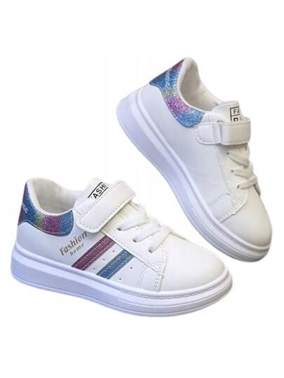 SHEIN BIAŁE SPORTOWE BUTY DZIECIĘCE Z BROKATOWYMI WSTAWKAMI 26 11DB