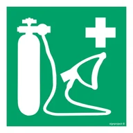 Systemy ekspozycyjne i znaki informacyjne - AE028 RESPIRATOR TLENOWY, FS - FOLIA SAMOPRZYLEPNA FOTOLUMINESCENCYJNA; (150X150MM) - miniaturka - grafika 1