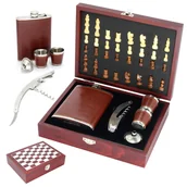 Gry planszowe - Szachy Drewniane + Piersiówka+Otwieracz Do Wina Na Prezent - miniaturka - grafika 1