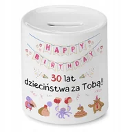 Skarbonki - Skarbonka na Urodziny 30 30te 30-te na Prezent z Nadrukiem ze Zdjęciem + Opakowanie na prezent (wzór 01) - miniaturka - grafika 1