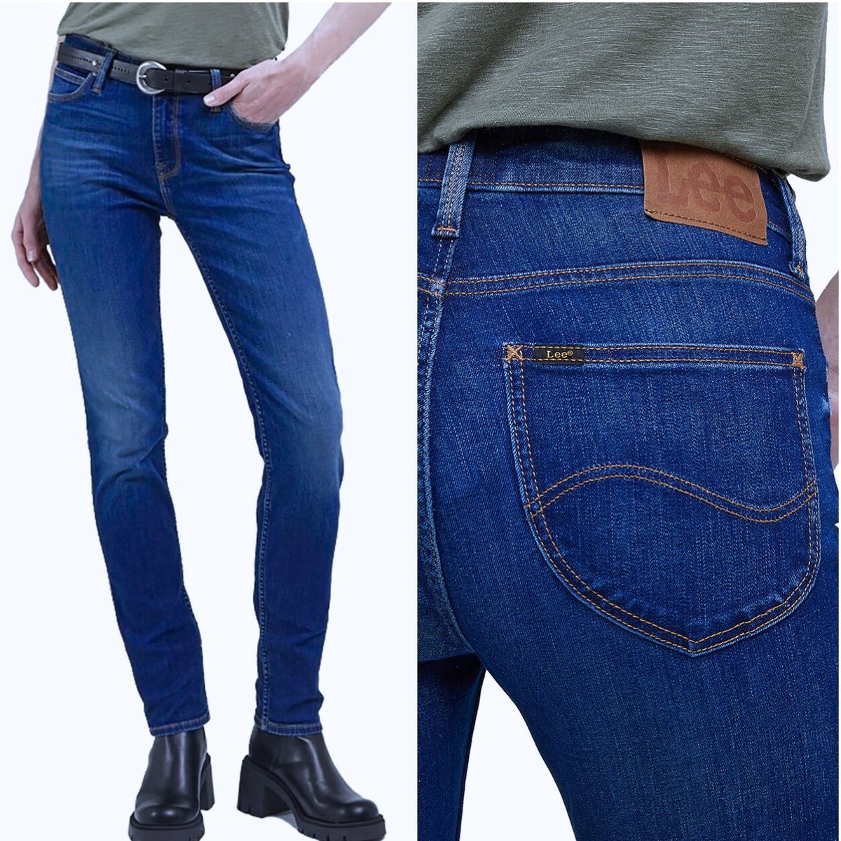 Lee ELLY SLIM Night Sky dopasowane damskie proste spodnie jeansowe W27 L31