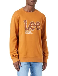 Bluzy męskie - Lee Męska bluza z logo Seasonal SWS, Caramel, XL - grafika 1