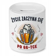 Skarbonki - Skarbonka na Urodziny 66 66te 66-te na Prezent z Nadrukiem ze Zdjęciem + Opakowanie na prezent (wzór 01) - miniaturka - grafika 1