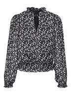 Bluzki damskie - VERO MODA Damska bluzka Vmmilla Ls Smock Top WVN Ga Noos, Black/Aop: średni kwiat, XL - miniaturka - grafika 1