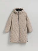 Płaszcze damskie - Reserved - Pikowany płaszcz - beżowy - miniaturka - grafika 1