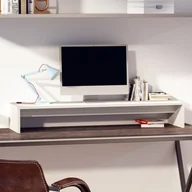 Szafki RTV - Lumarko Podstawka na monitor, biała, 100x27x15 cm, lite drewno sosnowe - miniaturka - grafika 1