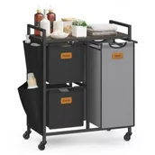 Kosze na bieliznę - Songmics Kosz na pranie 3 komorowy szaro-czarny - miniaturka - grafika 1