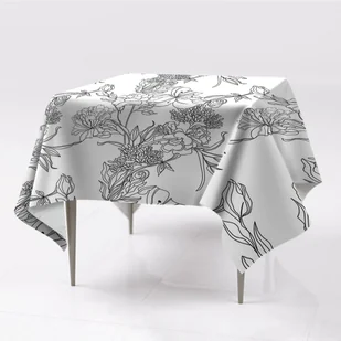 Różne kolory obrus delikatny Czarno-biały kwiaty, Fabricsy, 150x150 cm - Obrusy i serwetki - miniaturka - grafika 1