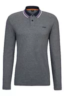 Koszulki męskie - BOSS Peoxfordlong 1 męska koszulka polo z bawełny piqué z nadrukiem logo, granatowy, XL - miniaturka - grafika 1