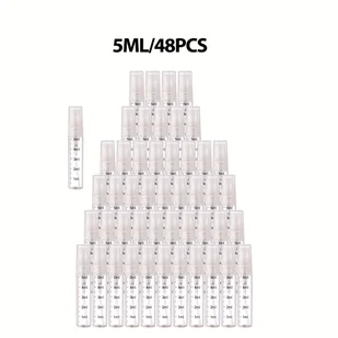 TEMU 48 Sztuk 3/5ml Przezroczystych Butelek Do Rozpylania Z Mierzalnikami, Mini Atomizer Do Perfumów, Przenośny Worek Do Probek Perfumów, Beeswax, - Pozostałe akcesoria kosmetyczne - miniaturka - grafika 1