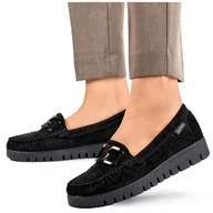 Mokasyny damskie - Goodin Mokasyny damskie zamszowe czarne GD-FL696C-B - miniaturka - grafika 1