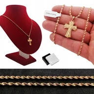 Biżuteria dla dzieci - ZŁOTY ŁAŃCUSZEK SINGAPUR 35CM + KRZYŻYK NA PREZENT - miniaturka - grafika 1