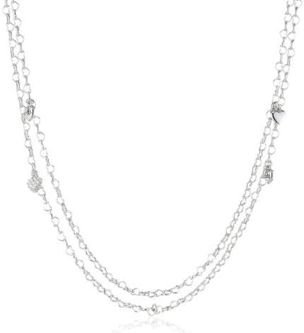Guess Women's Necklace Rhodium-Plated Silver Pendant 150 cm UBN80101