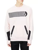 Bluzy męskie - Volcom Męska bluza Let It Storm Crew, różowa na imprezę, L, Party Pink, L - miniaturka - grafika 1