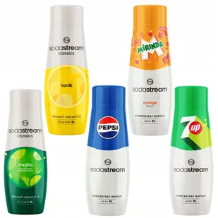 SODASTREAM Pepsi + Mirinda + 7UP + Mojito + Tonic syropy do saturatora - Syropy i koncentraty owocowe - miniaturka - grafika 1