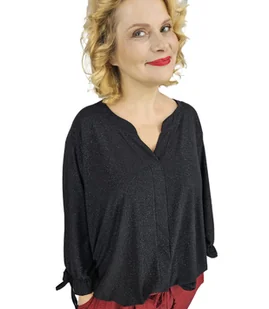 Elegancka koszula Tunika oversize Brokatowa Luźna Stylowa PENELOPA-42/44 - Bluzki damskie - miniaturka - grafika 1