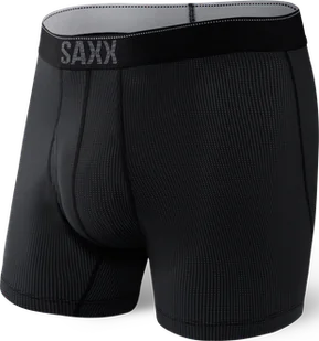 Bokserki męskie trekkingowe / sportowe z rozporkiem SAXX QUEST Boxer Brief Fly – czarne - Majtki męskie - miniaturka - grafika 1